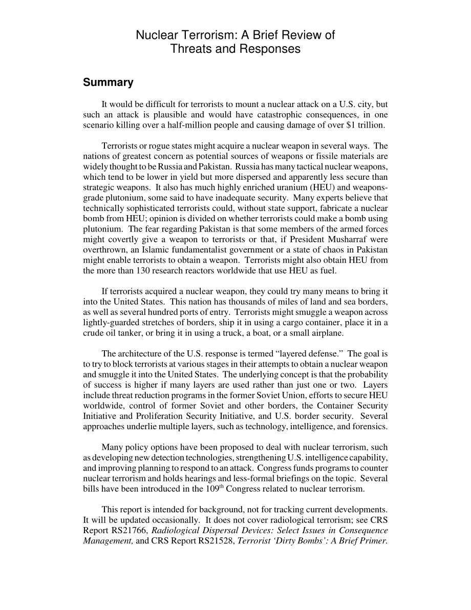 [20060210]RL32595_核恐怖主义：简要回顾威胁和应对措施.pdf_第2页