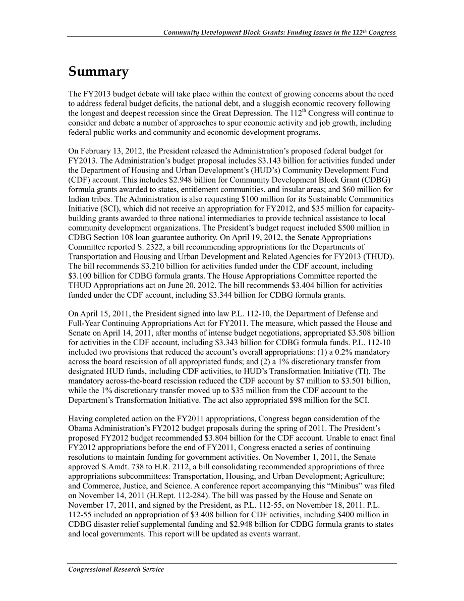 [20120628]R41754_社区发展整体拨款：第112届国会的资助问题和近期资助历史.pdf_第2页