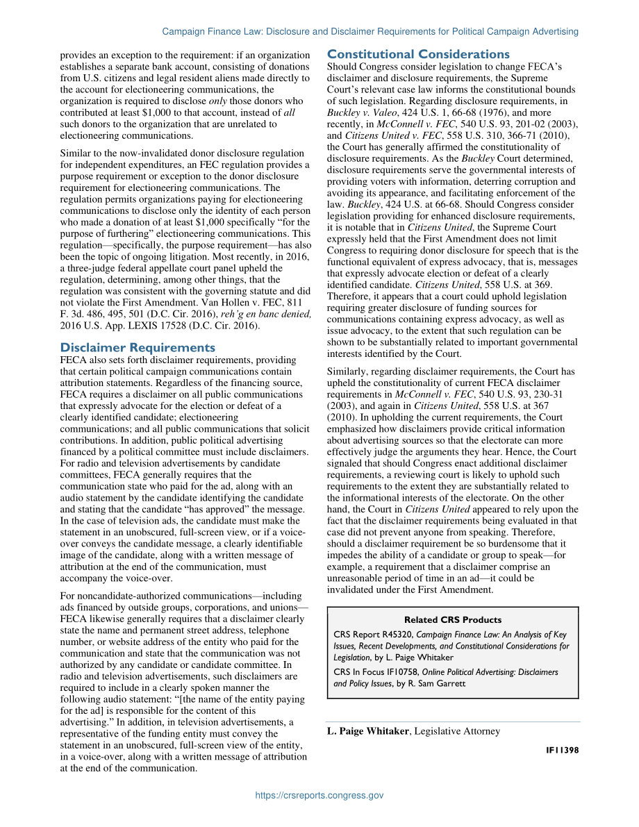 [20191230]IF11398_竞选融资法：政治竞选广告的披露和免责要求.pdf_第2页