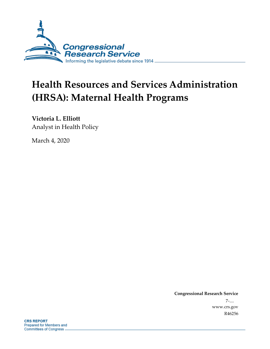 [20200304]R46256_卫生资源和服务管理局（HRSA）：产妇保健计划 .pdf_第1页
