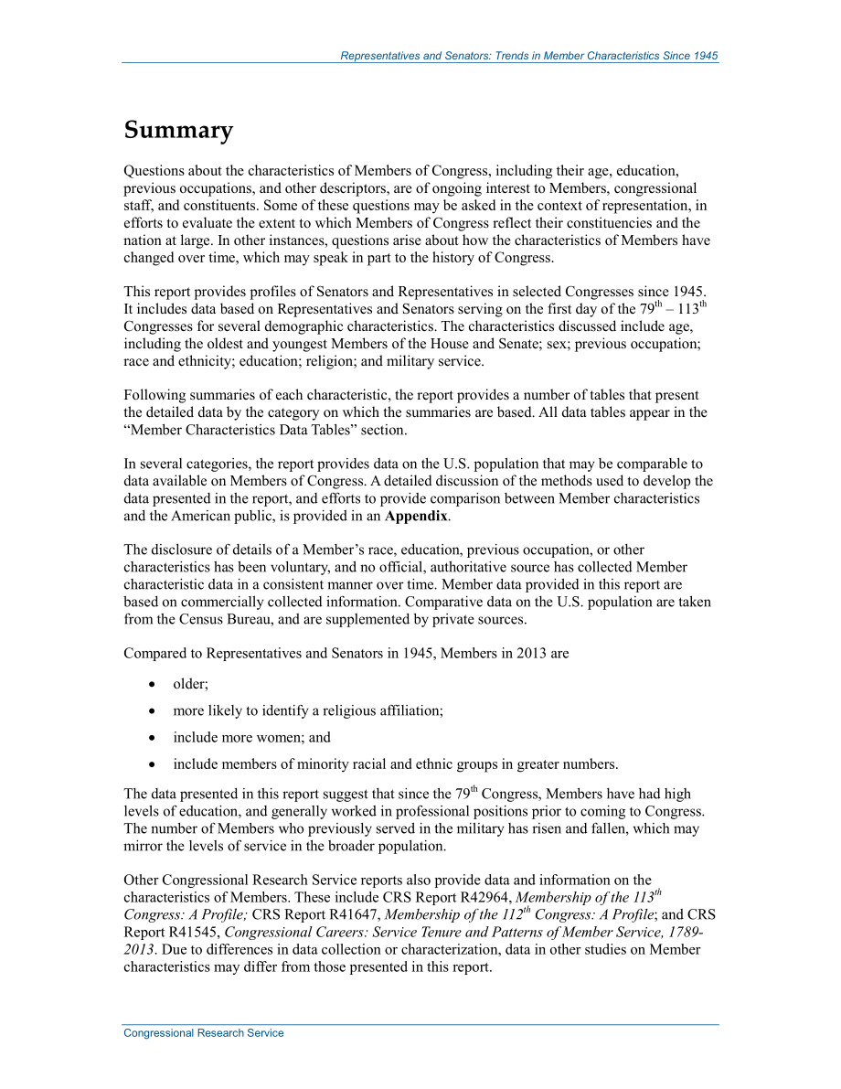 [20140127]R42365_众议员：1945年以来成员特征的趋势.pdf_第2页