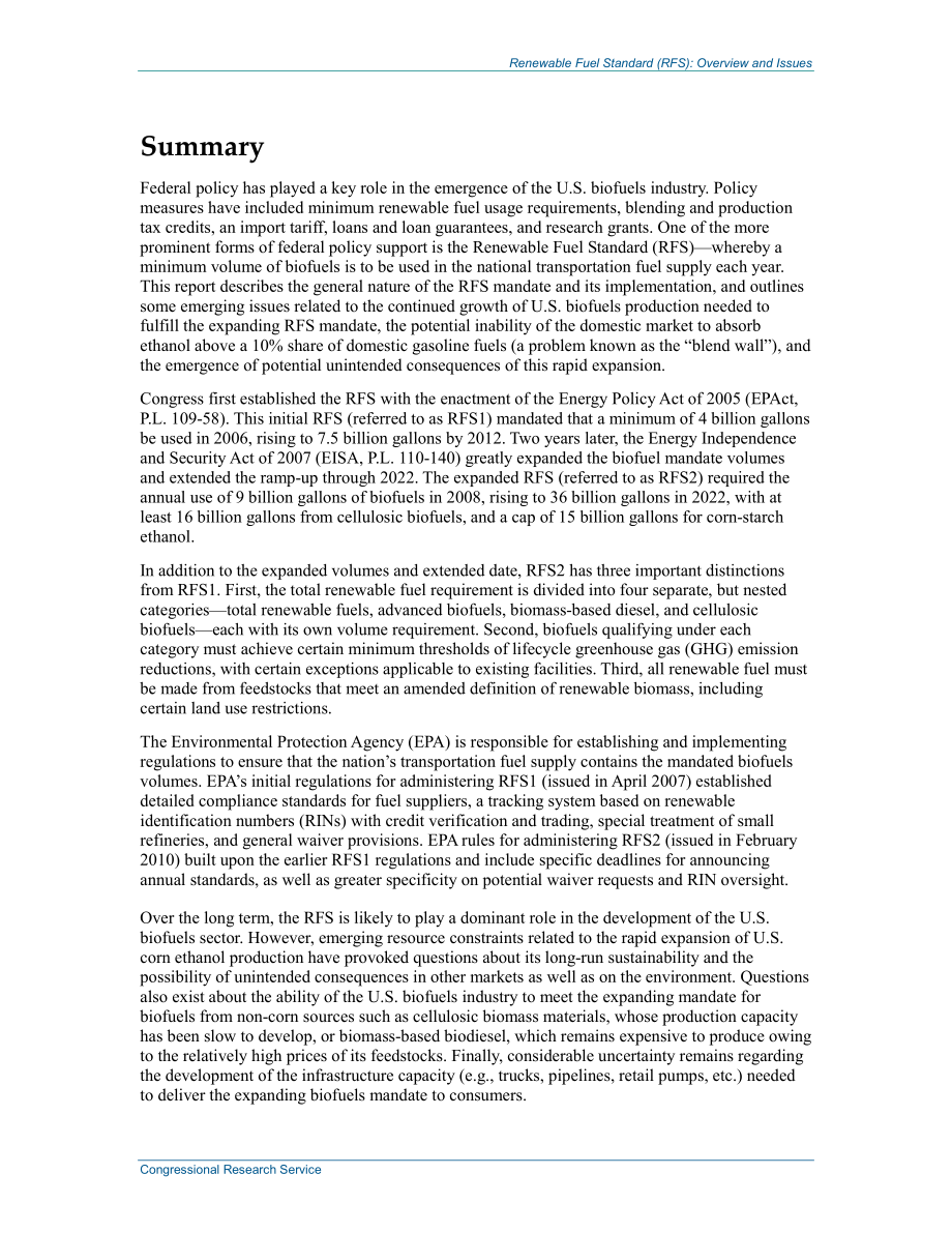 [20131122]R40155_可再生燃料标准（RFS）：概述和问题.pdf_第2页