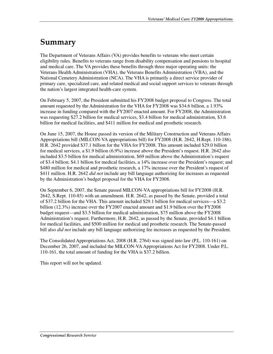 [20080122]RL34063_退伍军人医疗：2008财年拨款.pdf_第2页