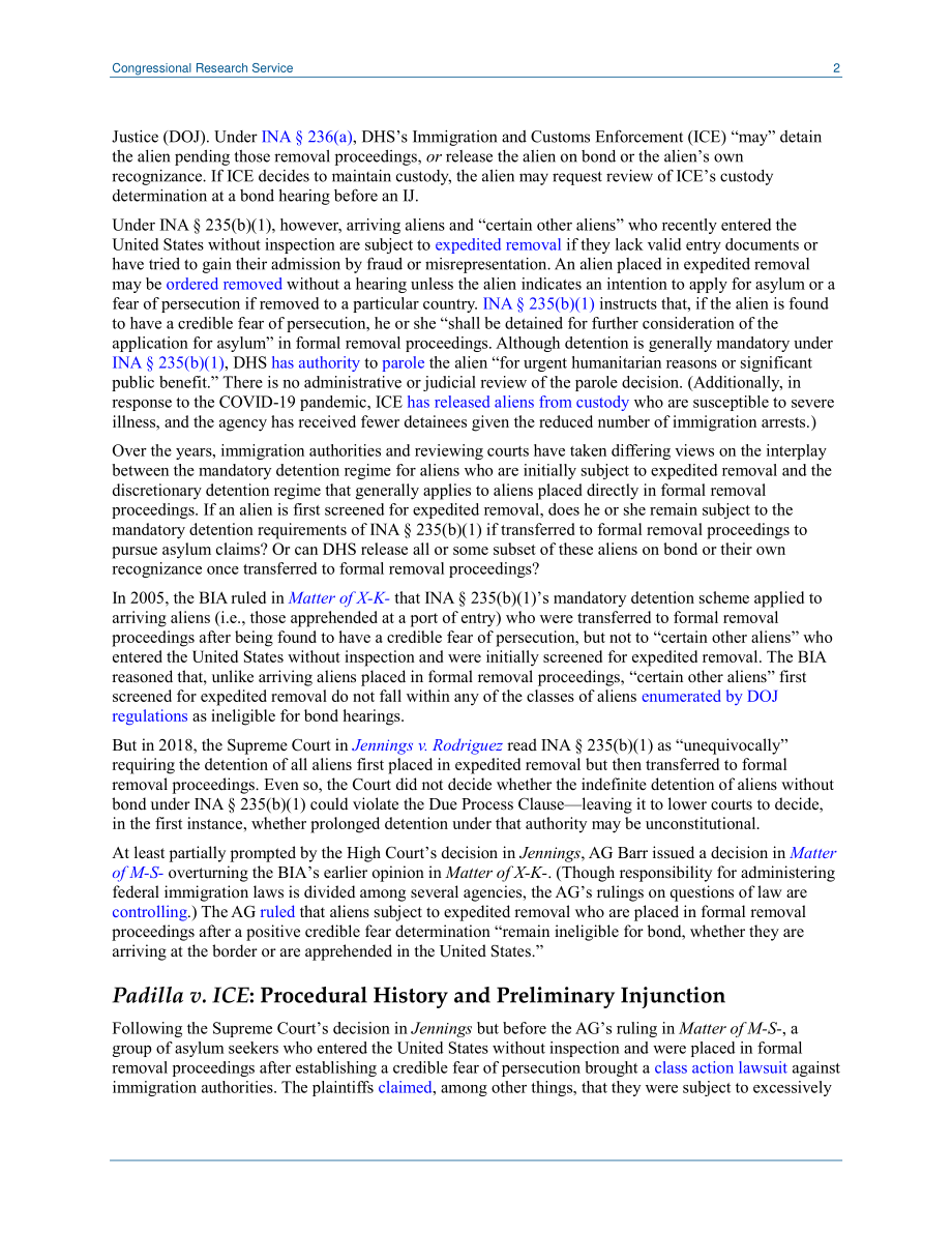 [20210127]LSB10343_强制拘留寻求庇护的非法入境者是否符合宪法？.pdf_第2页
