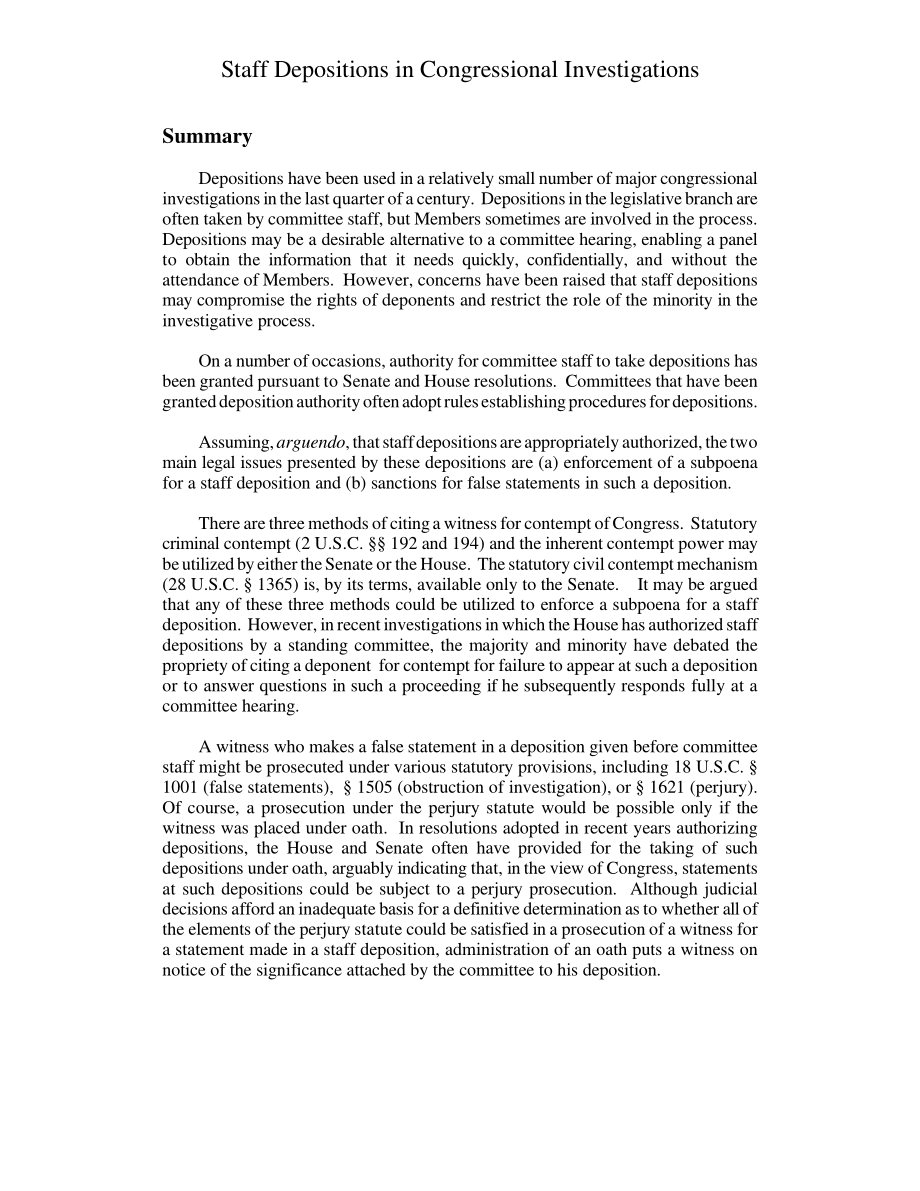 [19991203]95-949A_Staff Depositions in Congressional Investigations.pdf_第2页