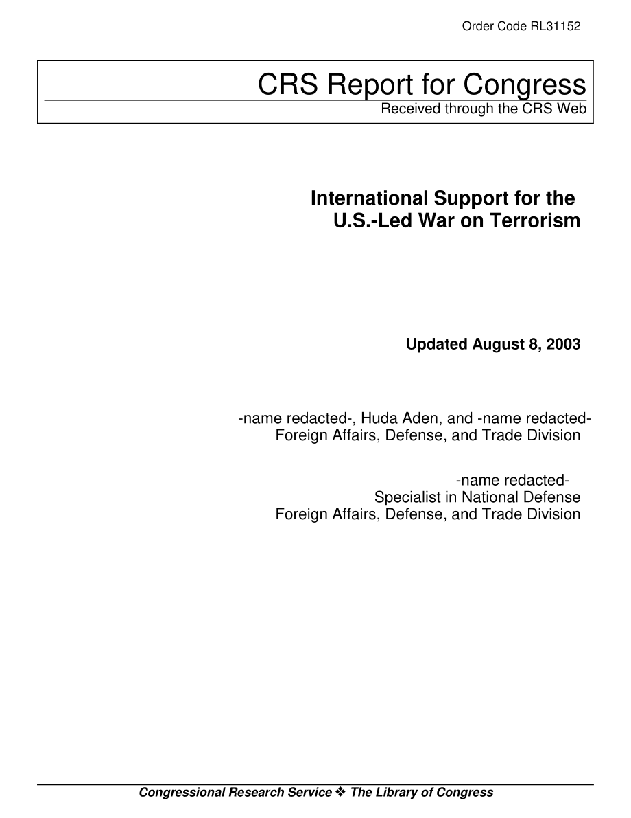 [20030808]RL31152_国际社会支持美国领导的反恐战争.pdf_第1页