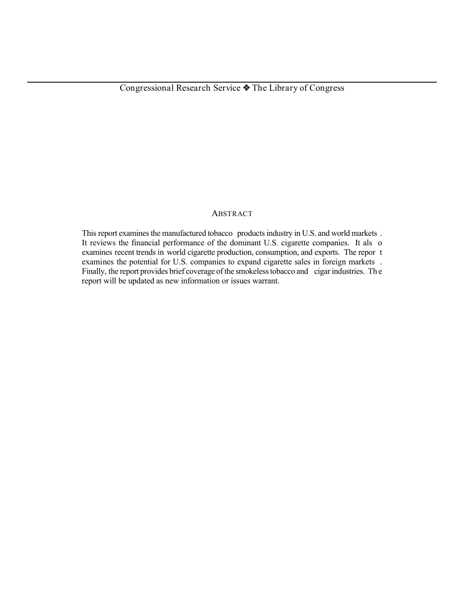 [19980609]98-506E_The U.S. Tobacco Industry in Domestic and World Markets.pdf_第2页