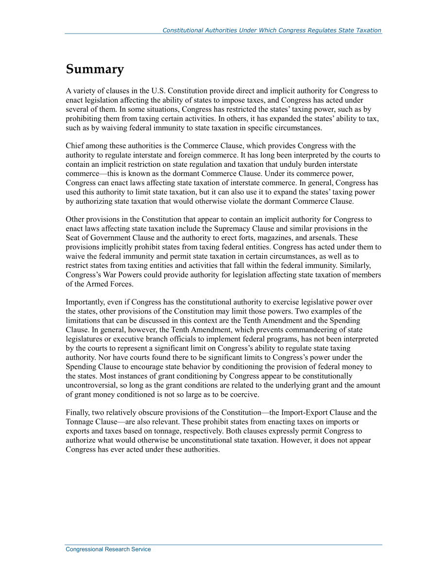 [20150102]R43842_国会管理州税收的宪法当局.pdf_第2页