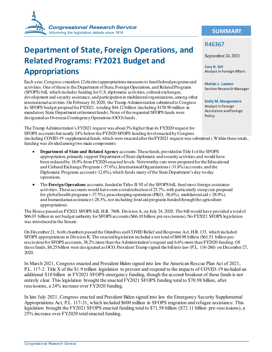 [20210924]R46367_国务院、外国业务和相关计划：2021财年预算和拨款.pdf_第2页