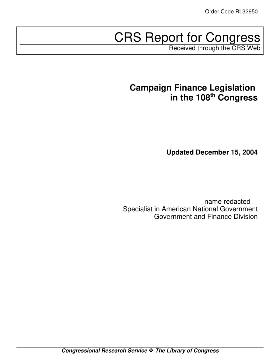 [20041215]RL32650_第108届国会的竞选资金立法.pdf_第1页
