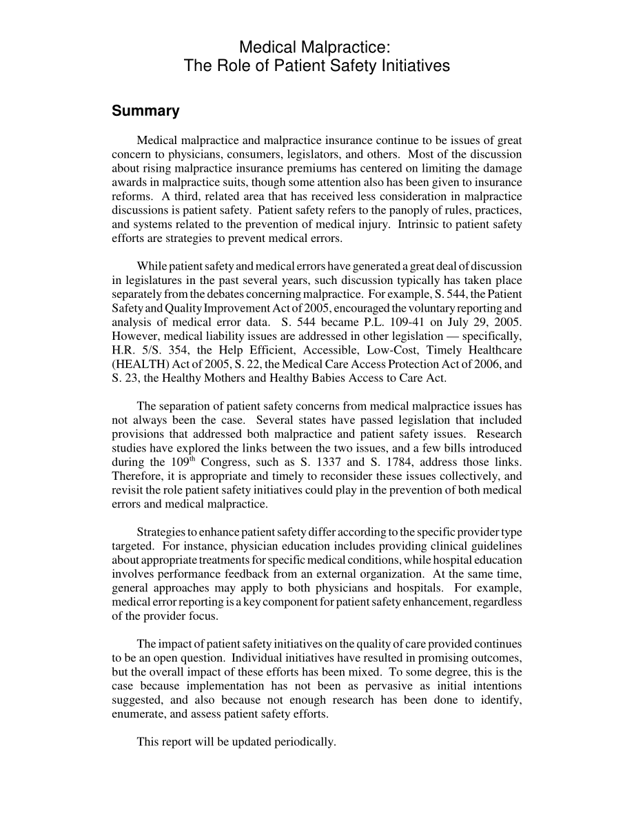 [20060714]RL32092_医疗事故：患者安全倡议的作用.pdf_第2页
