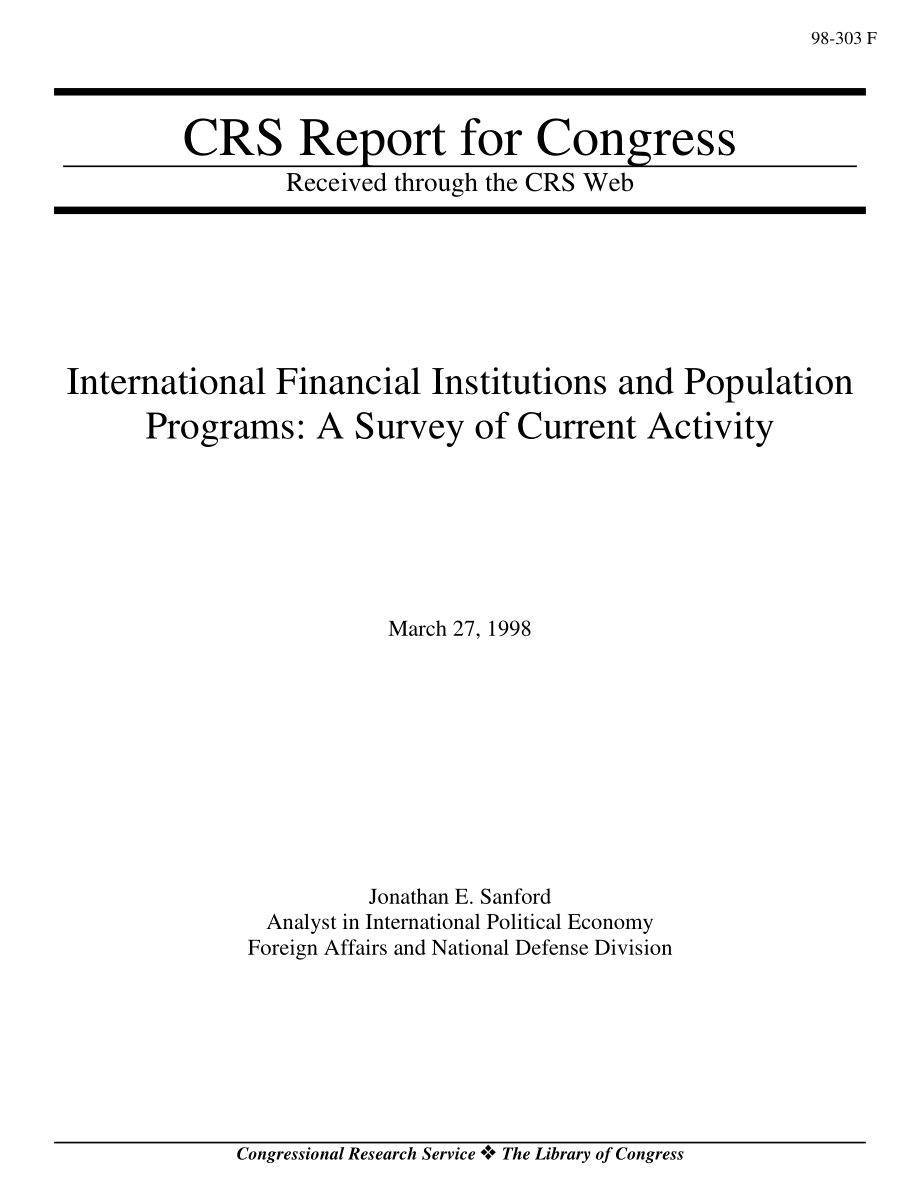 [19980327]98-303_国际金融机构和人口计划：当前活动概况.pdf_第1页