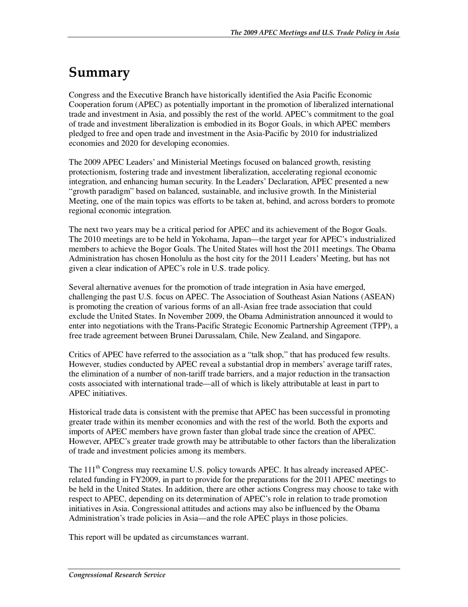 [20100204]R41071_2009年亚太经合组织（APEC）会议与美国在亚洲的贸易政策.pdf_第2页