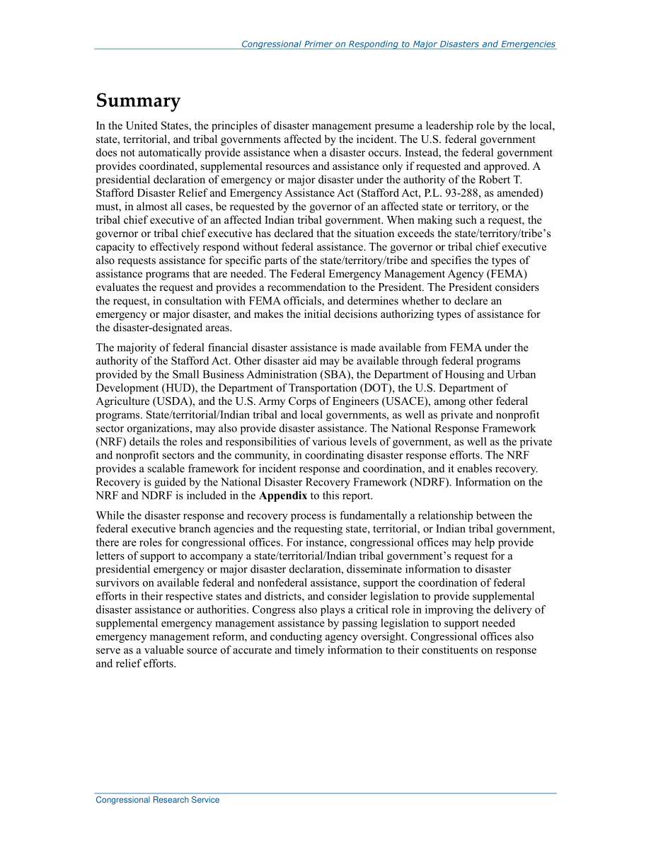 [20200603]R41981_国会关于应对重大灾害和紧急情况并从中恢复的初级读物.pdf_第2页