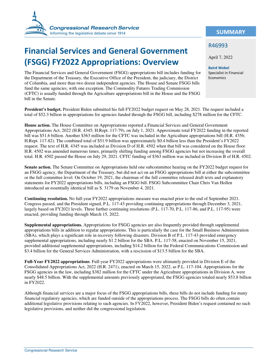 [20220407]R46993_金融服务和一般政府（FSGG）2022财年拨款：概述.pdf_第2页