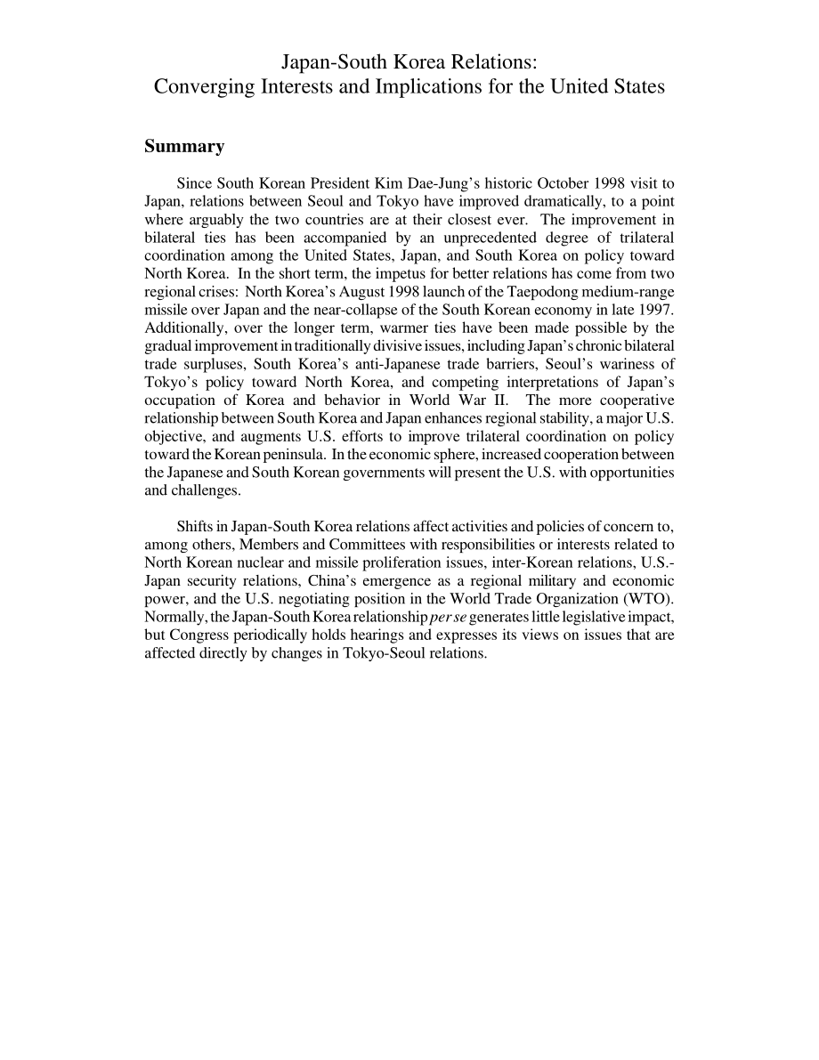 [19991203]RL30382_Japan-South Korea Relations Converging Interests and Implications for the United States.pdf_第3页