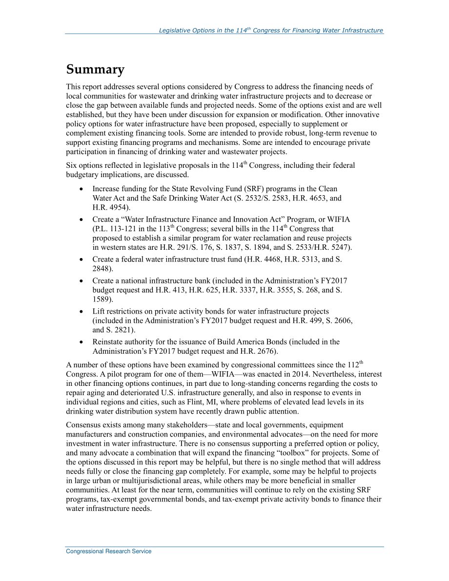 [20161230]R42467_第114届国会水基础设施融资的立法选择.pdf_第2页