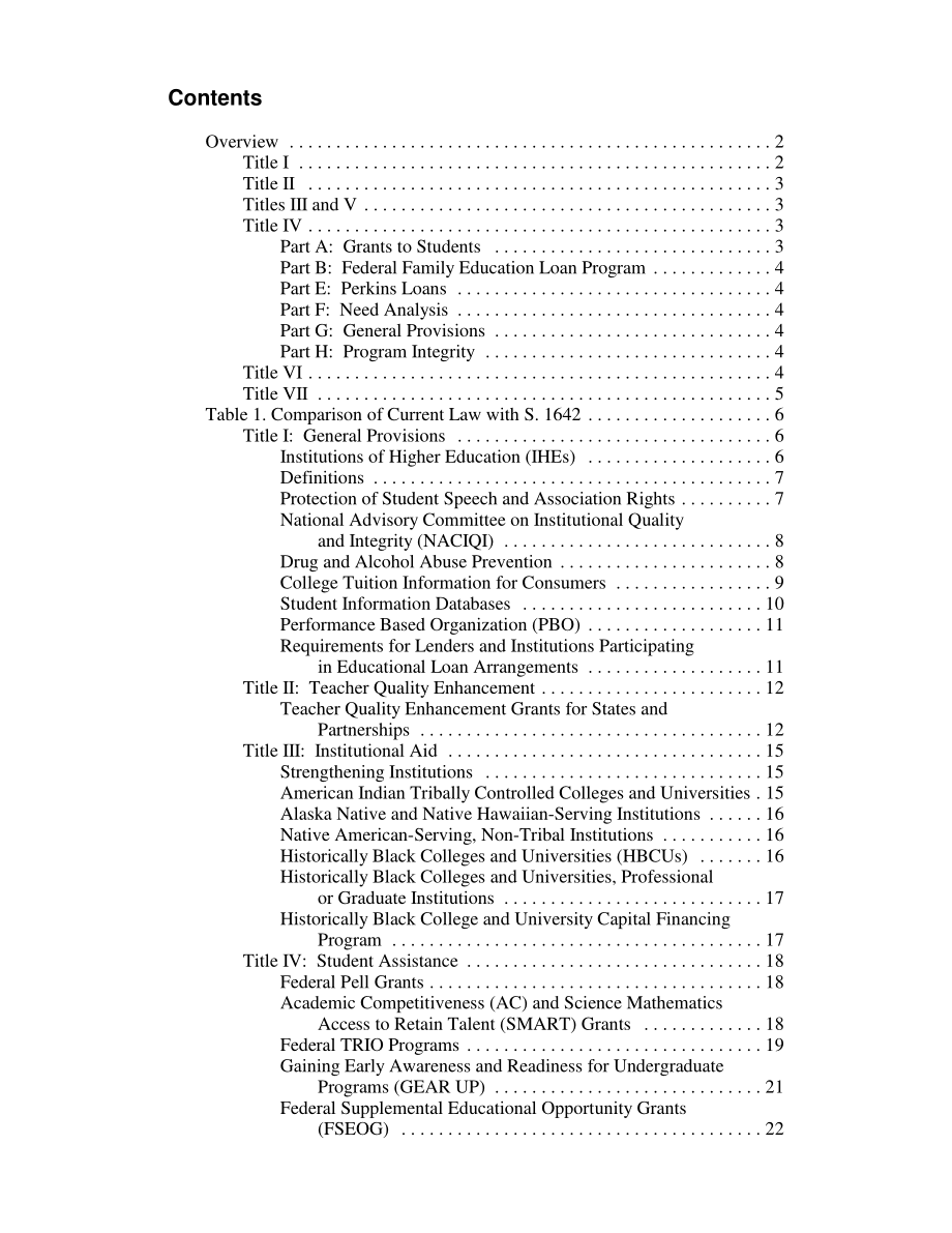 [20070723]RL34095_《高等教育法》重新授权：现行法律与S.1642的比较.pdf_第3页
