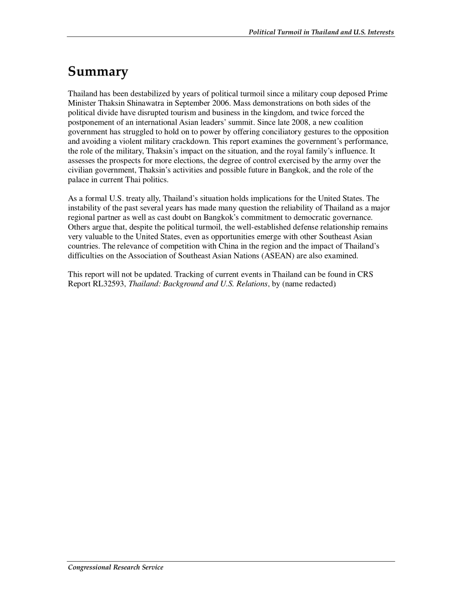 [20090526]R40605_泰国政治动荡与美国利益.pdf_第2页