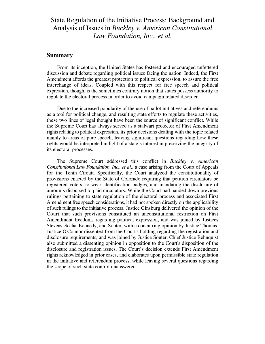 [19990216]RL30067_国家对倡议过程的监管：巴克利诉美国宪法基金会等案的背景和问题分析.pdf_第3页