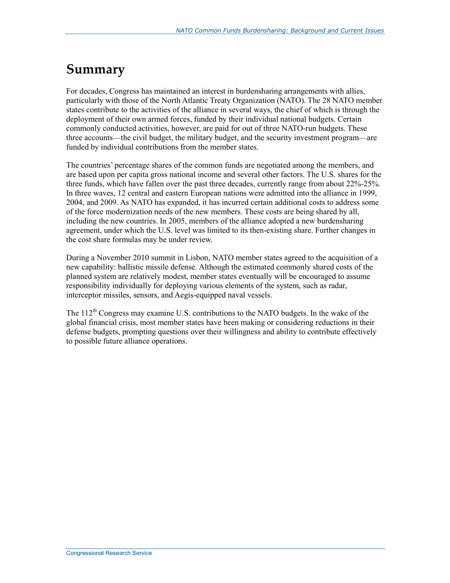 [20120215]RL30150_北约共同基金负担分担：背景和当前问题.pdf_第2页