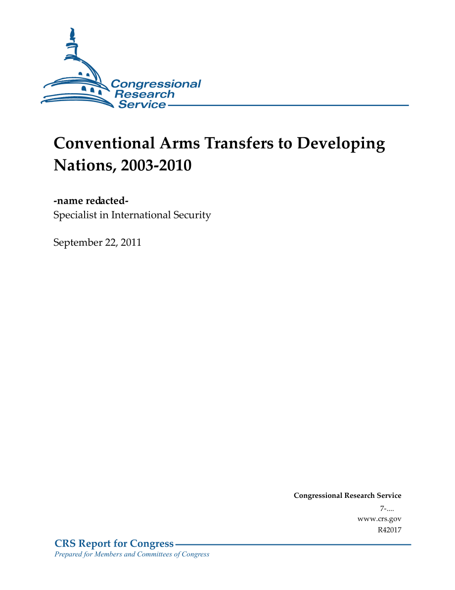 [20110922]R42017_2003-2010年向发展中国家转让常规武器.pdf_第1页