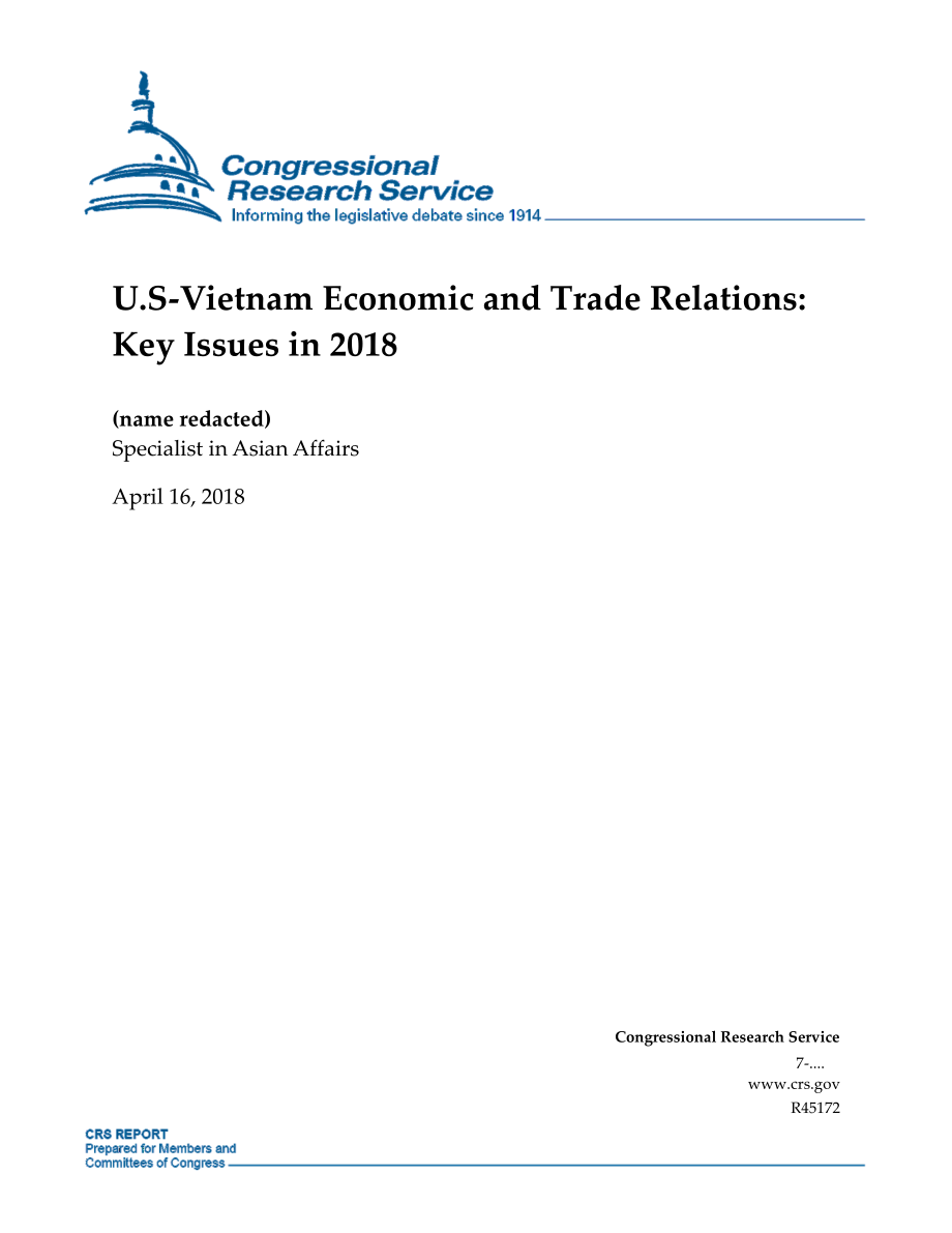 [20180416]R45172_南越经贸关系：2018年关键问题.pdf_第1页