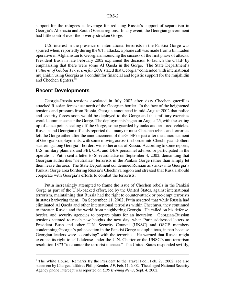 [20030306]RS21319_格鲁吉亚潘基西峡谷：俄罗斯的担忧和美国的利益.pdf_第2页