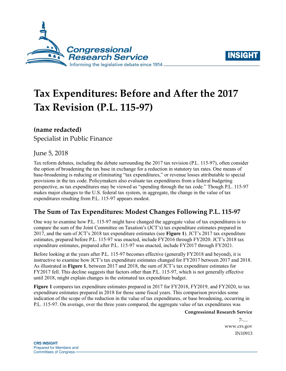 [20180605]IN10913_税收支出：2017年税务修订前后（P.L115-97).pdf_第1页