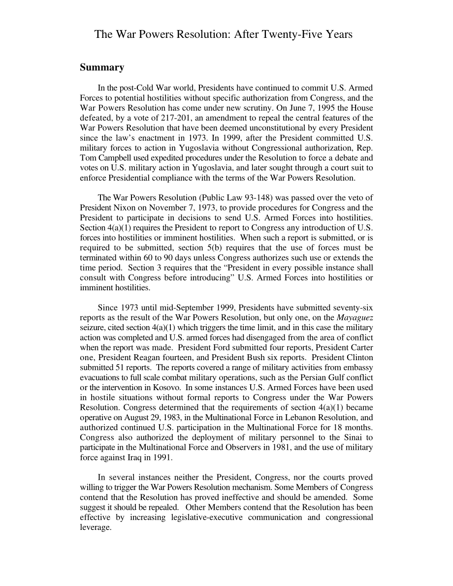 [19990915]RL30308_战争权力决议： After Twenty-Five Years.pdf_第3页