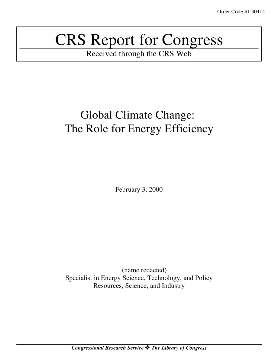 [20000203]RL30414_全球气候变化：能源效率的作用.pdf_第1页