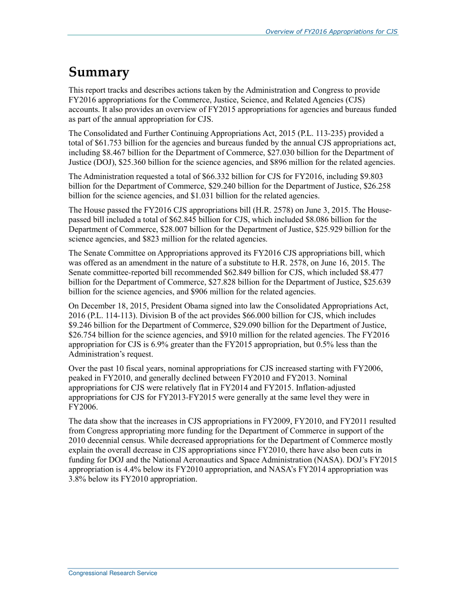 [20160201]R43918_2016财年商业、司法、科学和相关机构（CJ）拨款概述.pdf_第2页