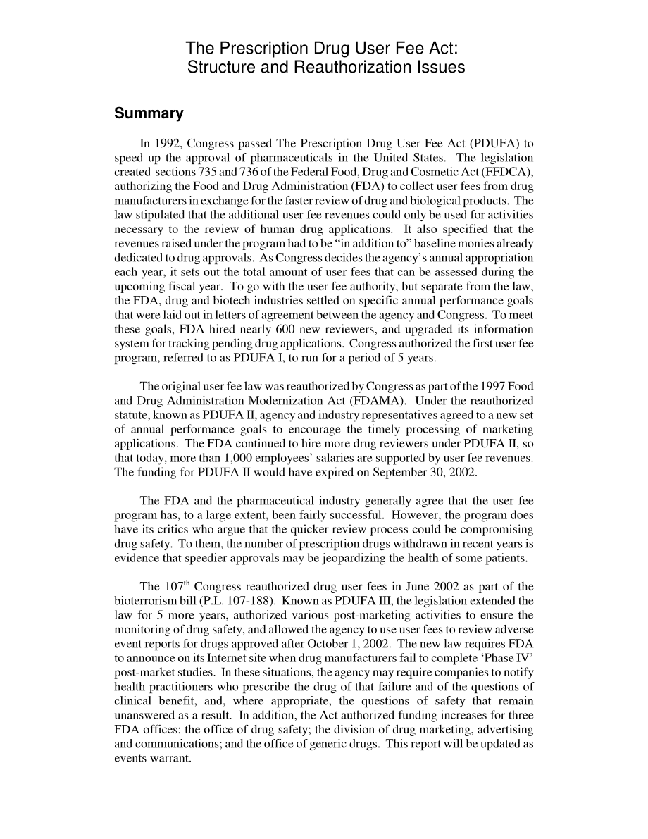 [20021007]RL31453_处方药使用费法案：结构和重新授权问题.pdf_第2页