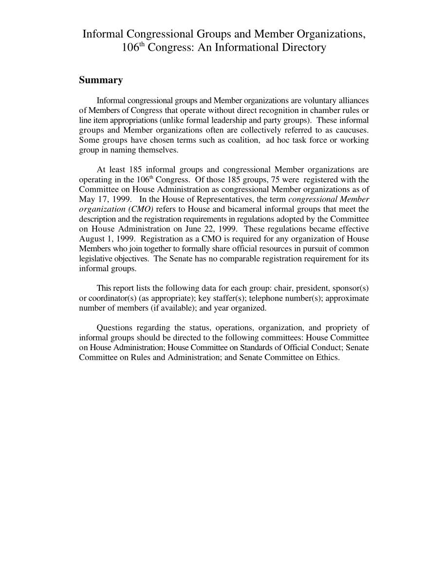 [19990820]RL30288_非正式国会团体和成员组织第106届国会：信息目录.pdf_第3页