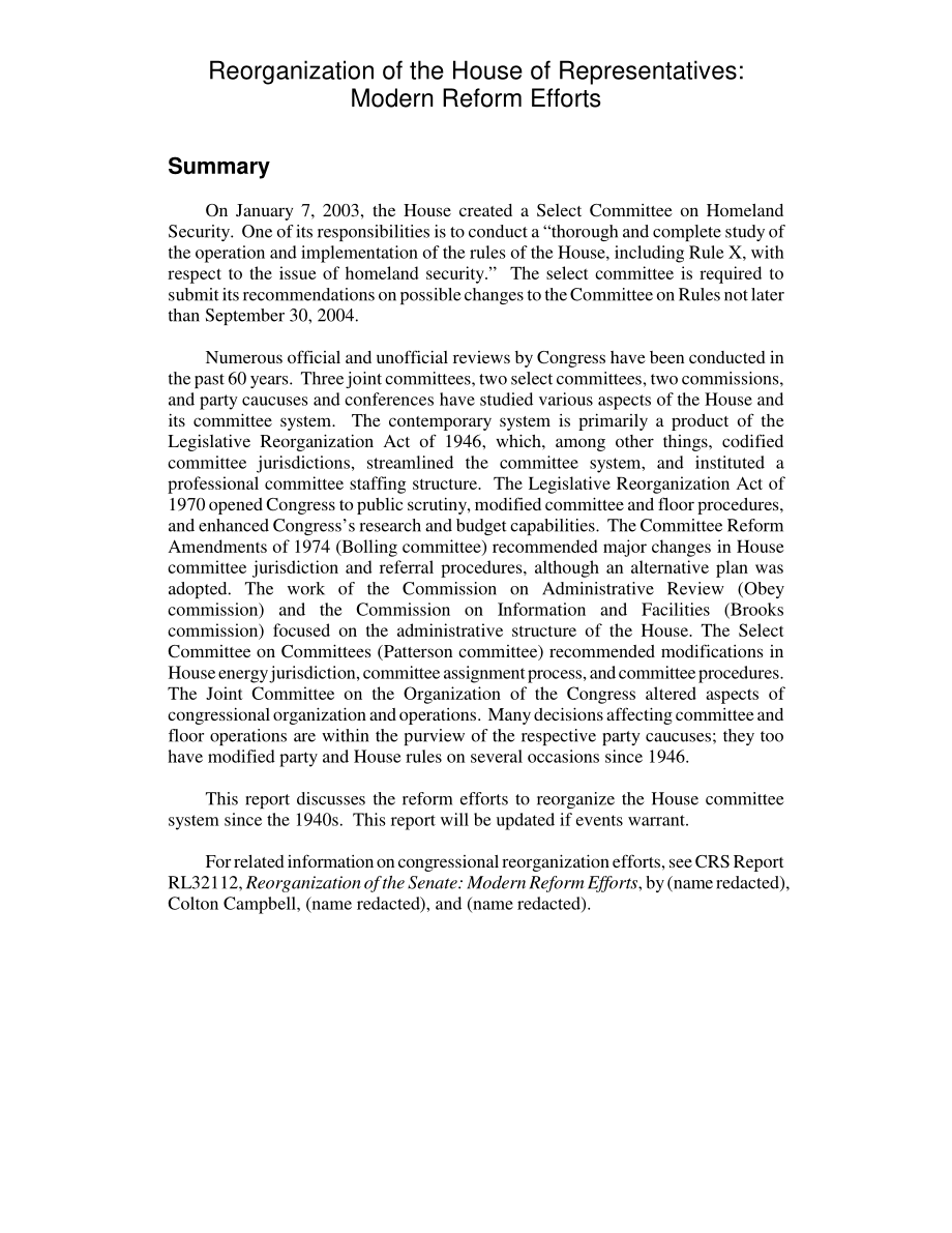 [20031020]RL31835_众议院重组：现代改革努力.pdf_第2页