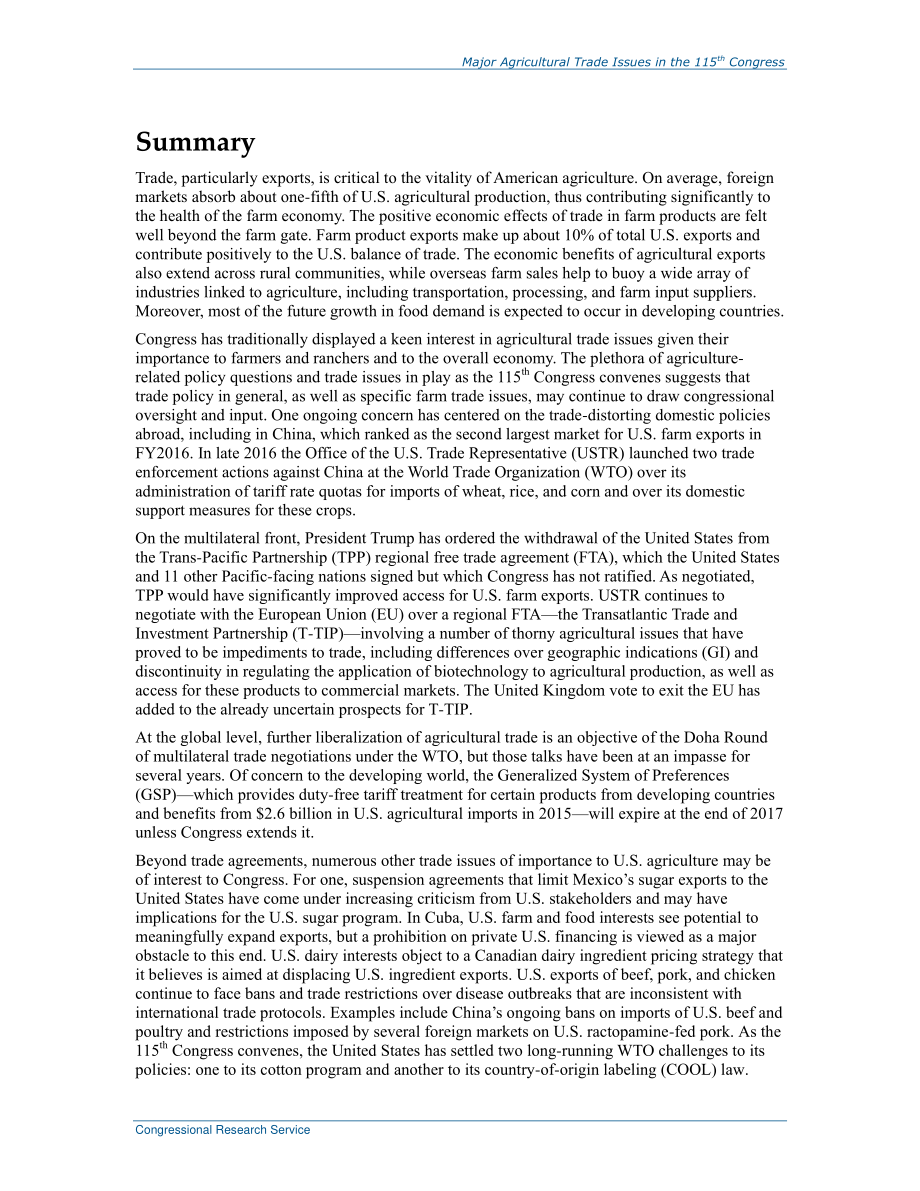 [20170130]R43905_第115届国会的主要农业贸易问题.pdf_第2页
