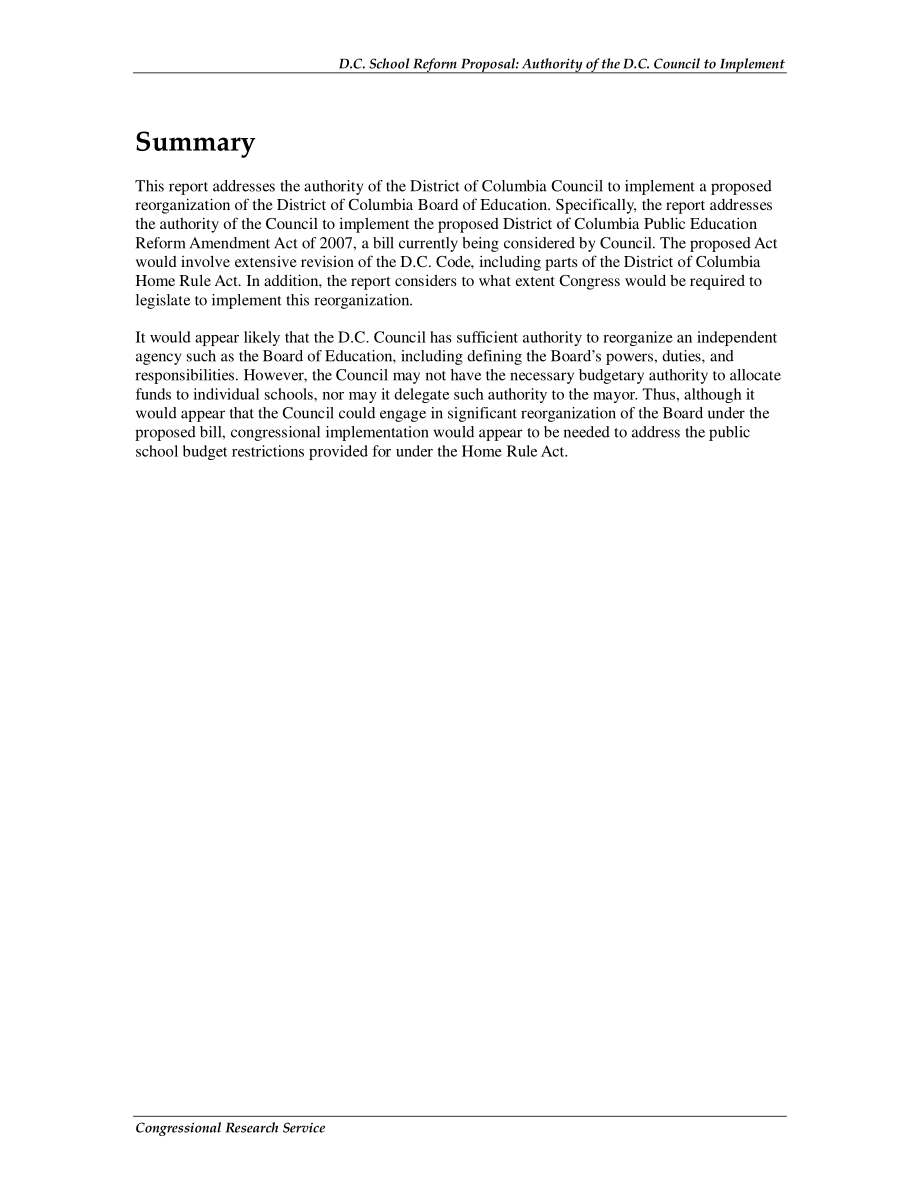 [20070309]RL33912_哥伦比亚特区学校改革提案：D.C.委员会执行.pdf_第2页