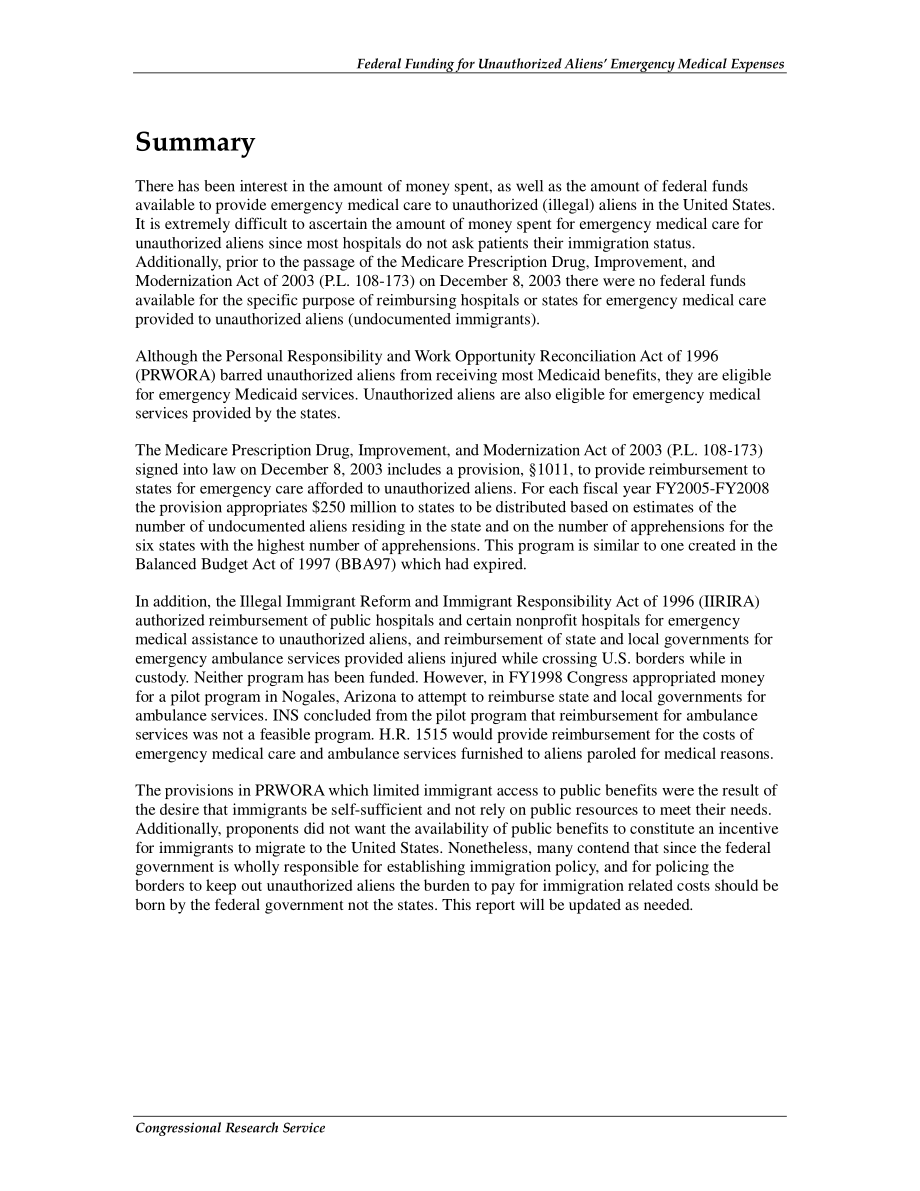 [20041018]RL31630_未经授权外国人紧急医疗费用的联邦资金.pdf_第2页