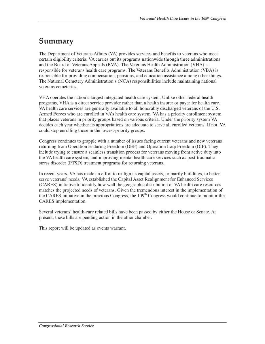 [20061026]RL32961_第109届国会中的退伍军人医疗问题.pdf_第2页