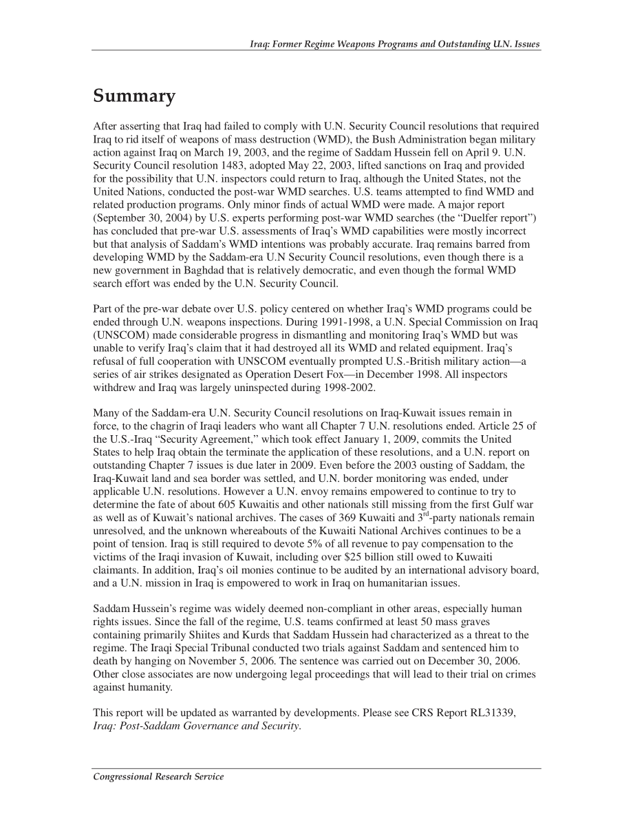[20090729]RL32379_伊拉克：前政权的武器项目和杰出的联合国问题.pdf_第2页