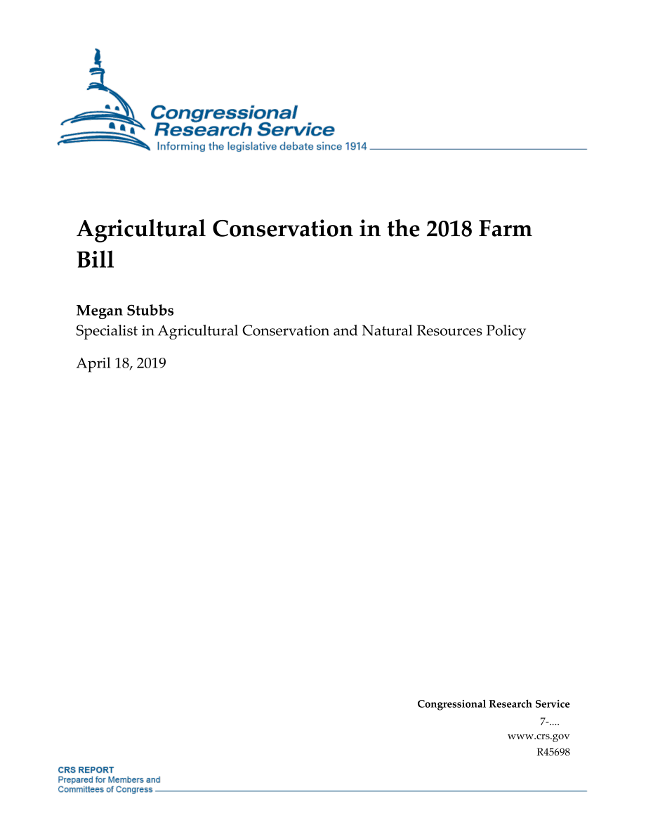 [20190418]R45698_2018年农业法案中的农业保护.pdf_第1页