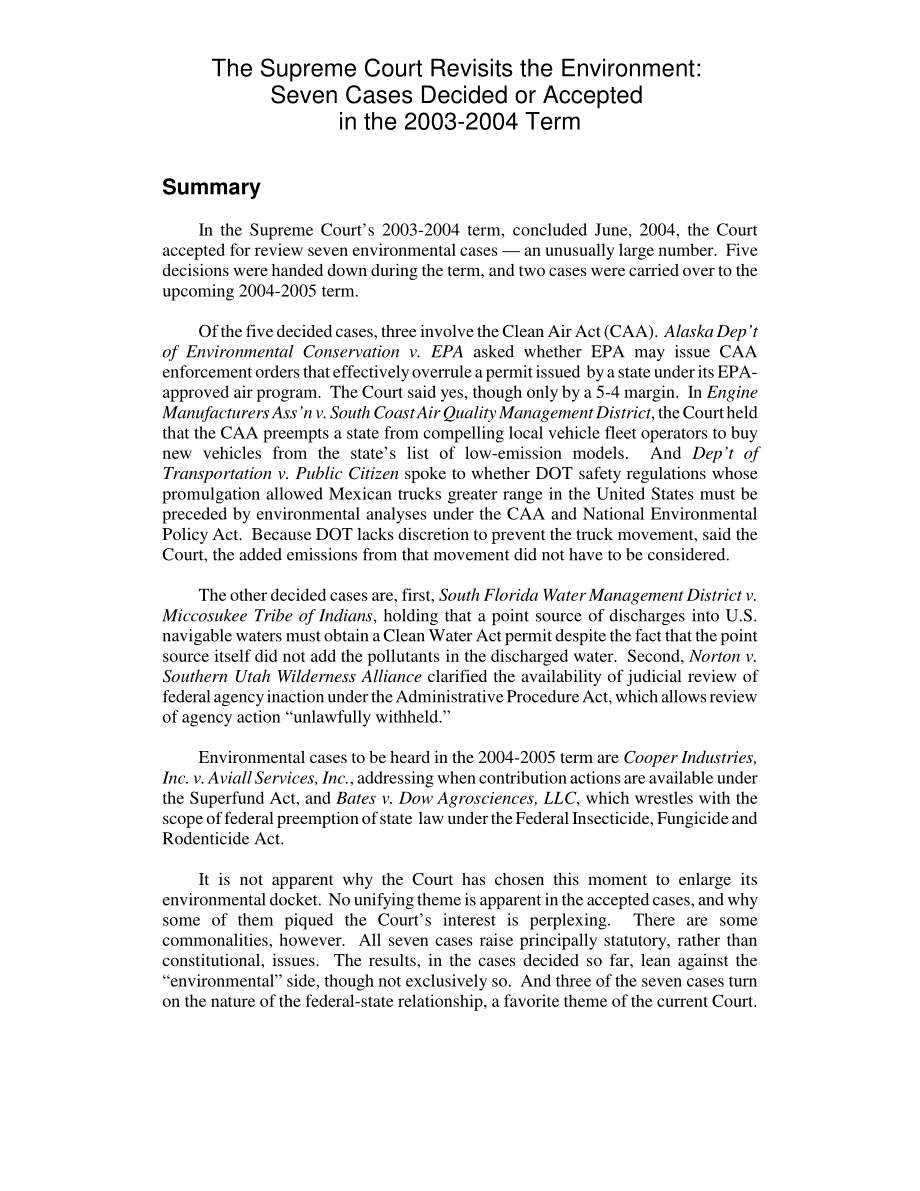 [20040907]RL32569_最高法院重新审视环境：2003-2004年期间裁定或受理的7起案件.pdf_第2页