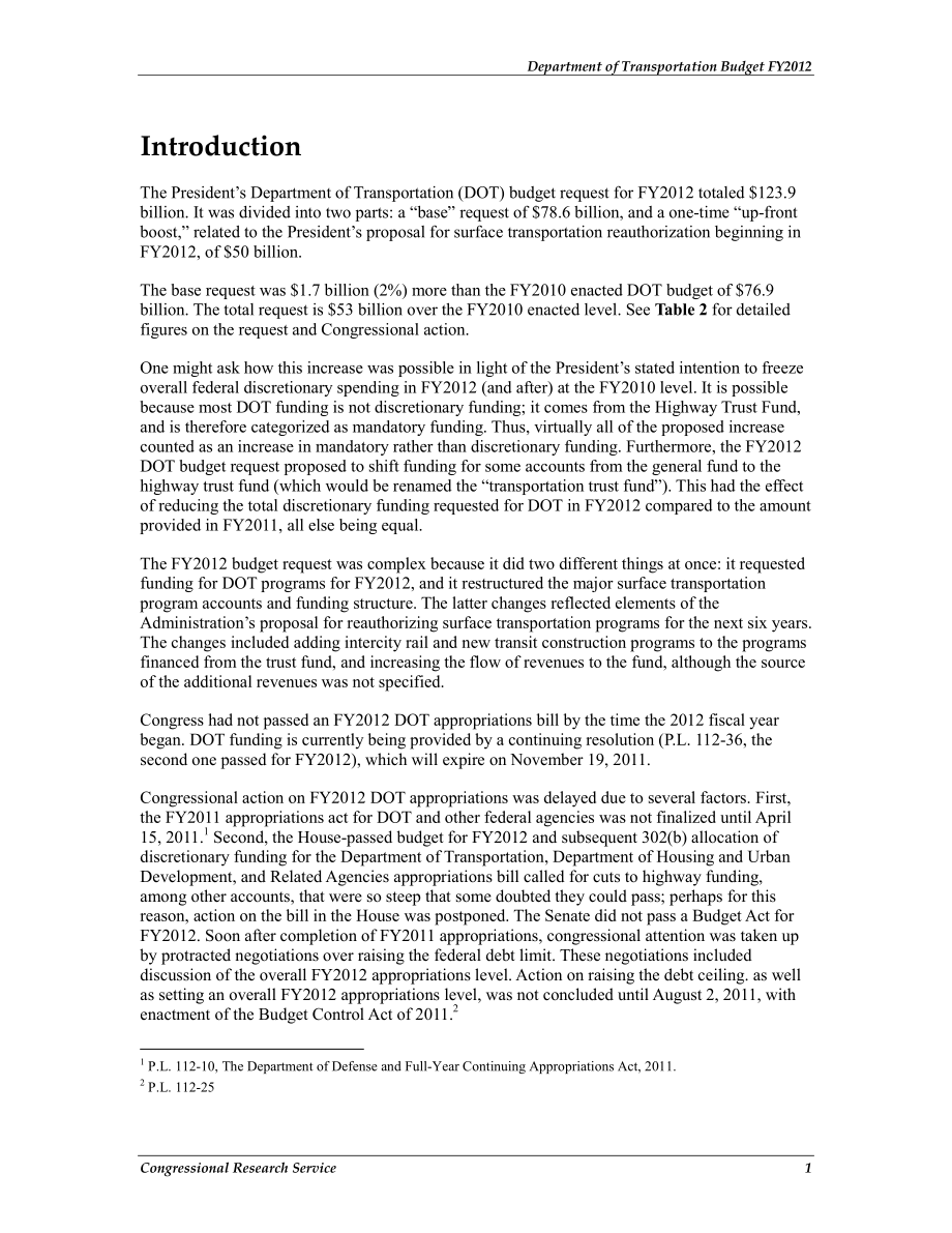 [20111110]R41650_交通部2012财年预算 .pdf_第2页