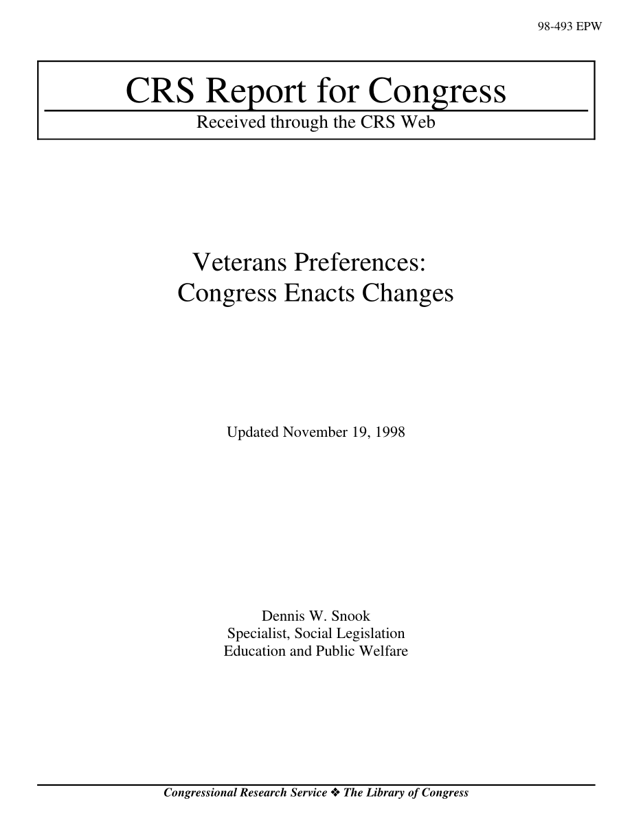 [19981119]98-493_退伍军人偏好：国会颁布变更.pdf_第1页