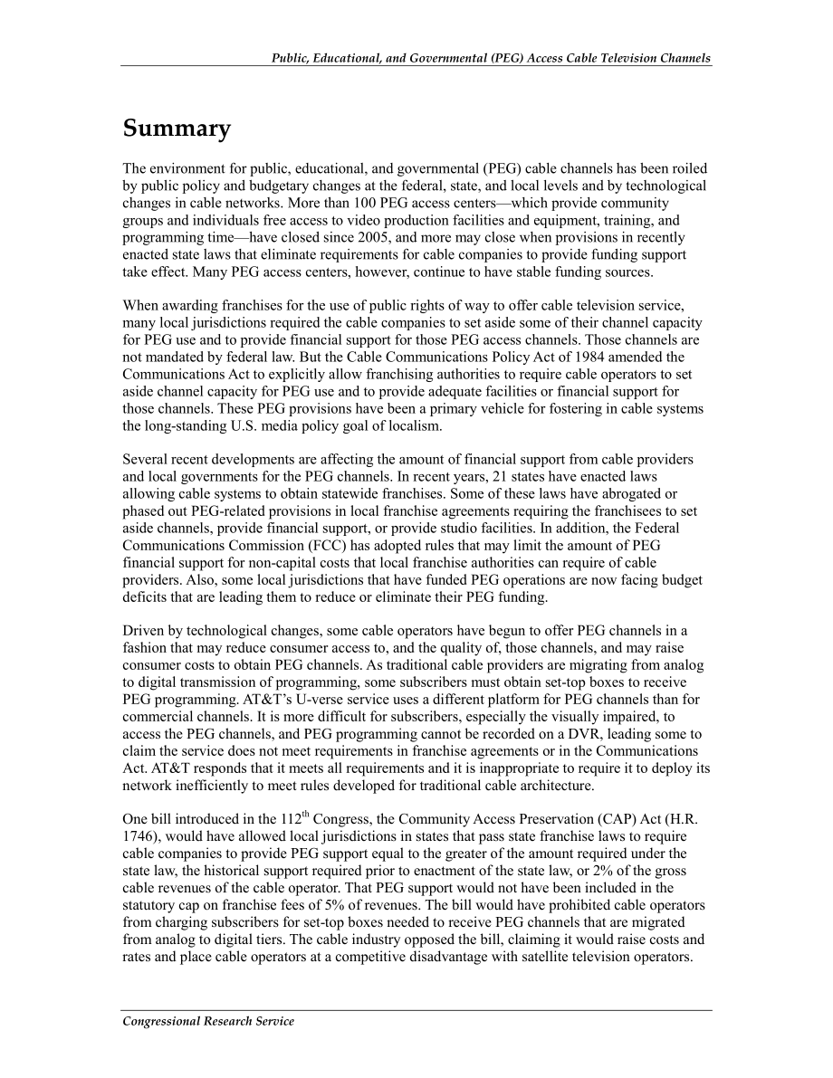 [20130104]R42044_公共、教育和政府（PEG）接入有线电视频道：国会议题.pdf_第2页