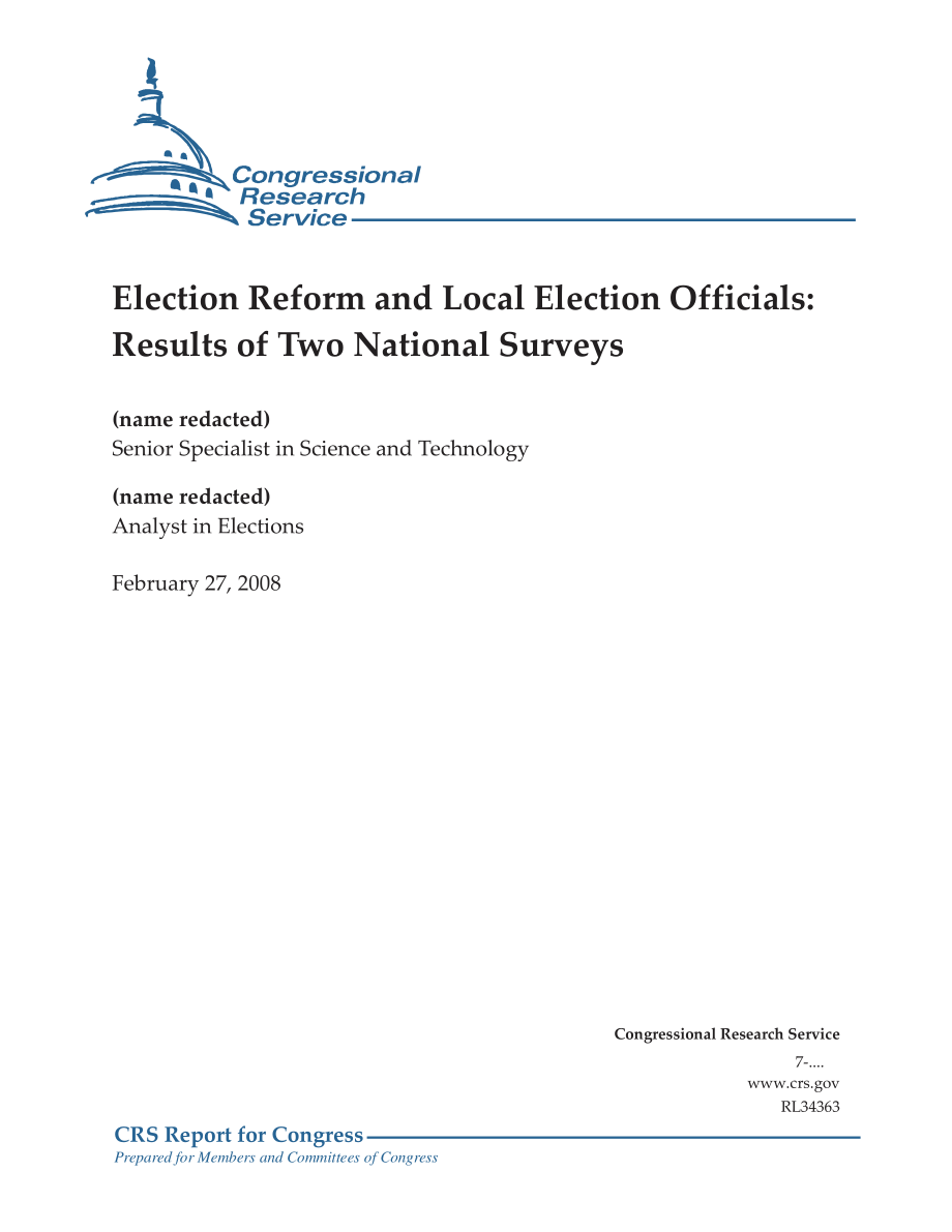 [20080227]RL34363_选举改革和地方选举官员：两次全国调查结果.pdf_第1页