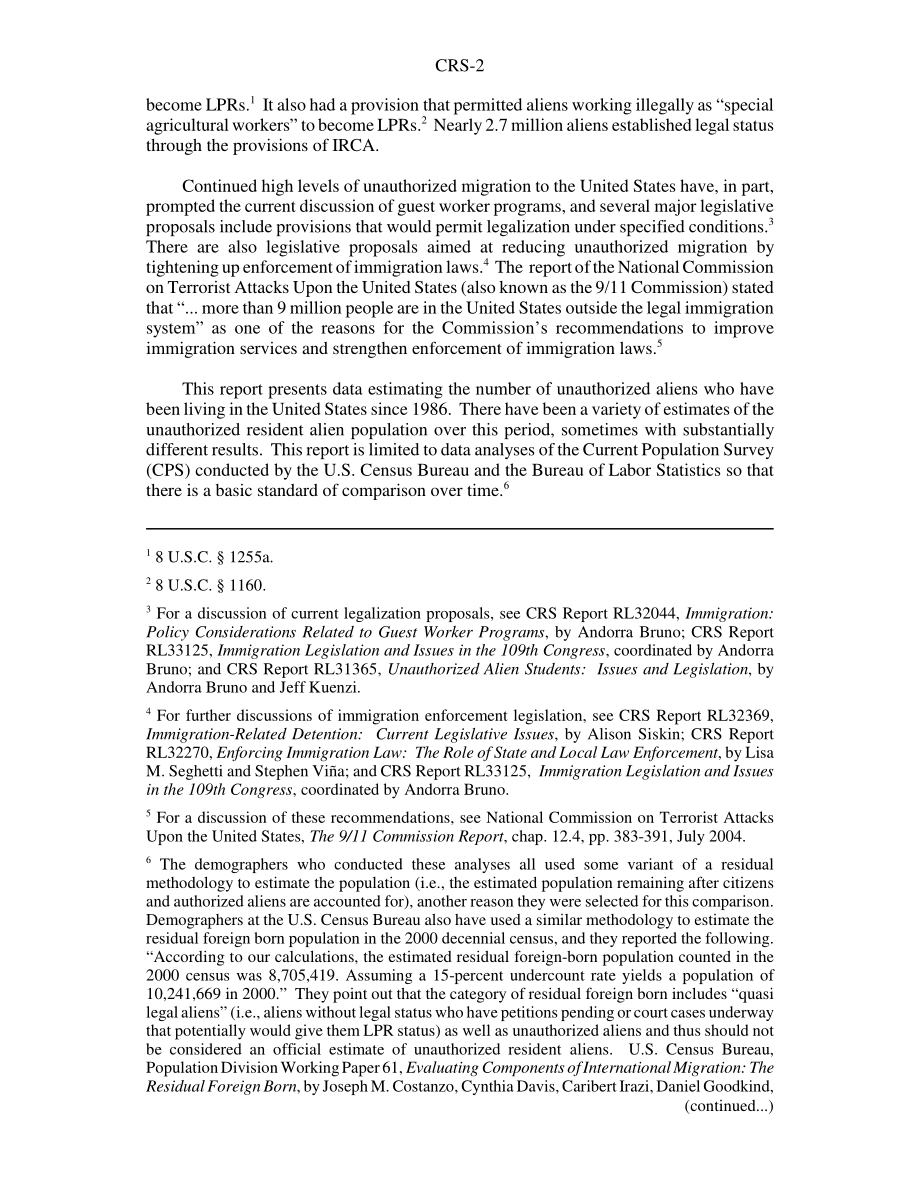 [20070124]RS21938_在美国未经授权的外国人：1986年以来的估计数.pdf_第2页