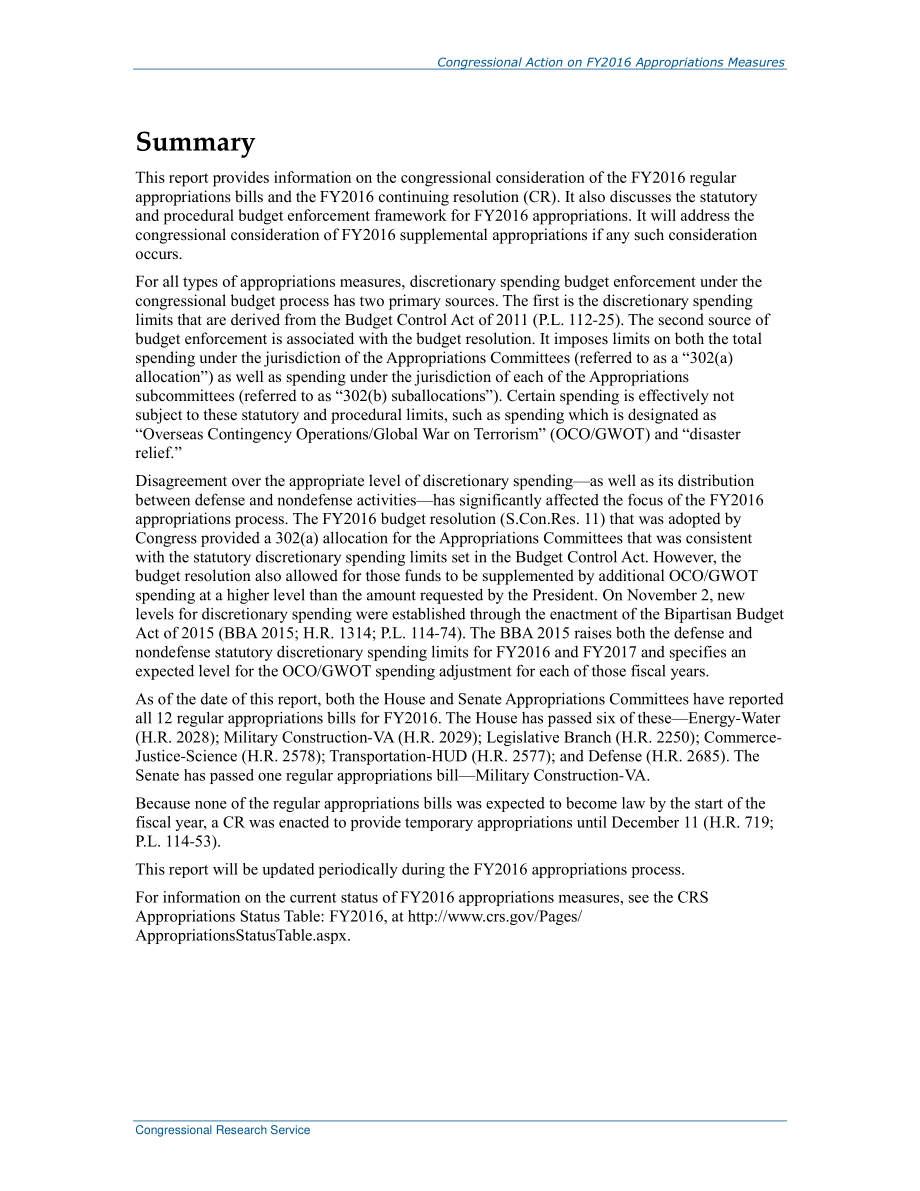[20151123]R44062_国会就2016财年拨款措施采取的行动.pdf_第2页