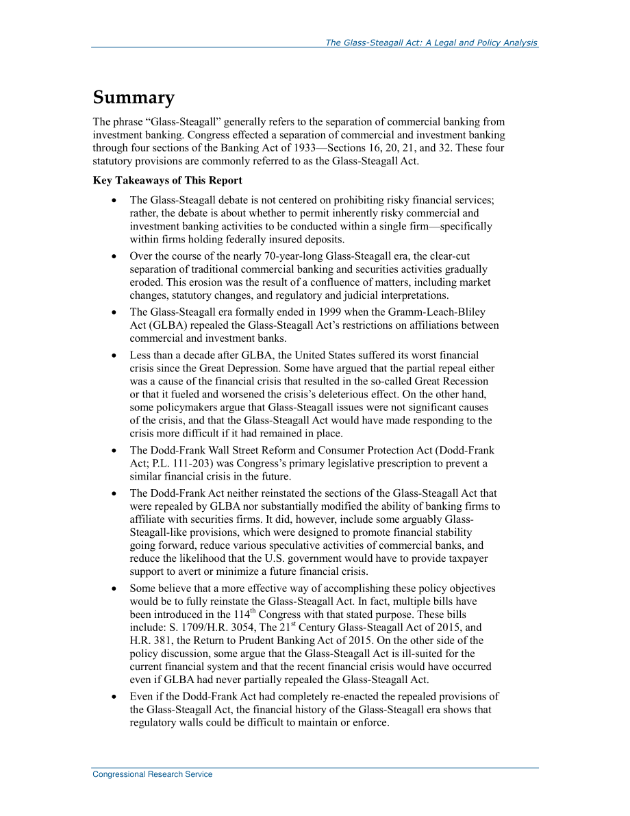 [20160119]R44349_格拉斯-斯蒂格尔法案：法律和政策分析.pdf_第2页
