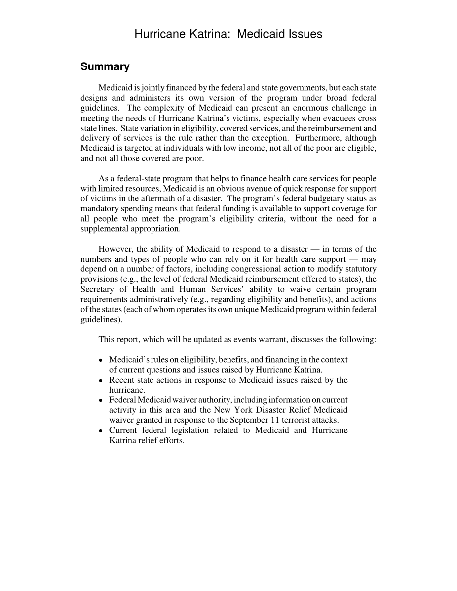 [20051229]RL33083_卡特里娜飓风：医疗补助问题.pdf_第2页